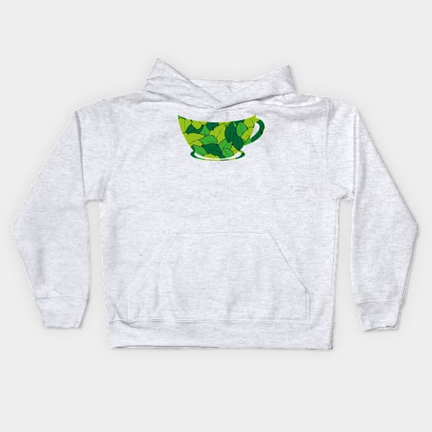 cup of organic herbal leaf tea for healthy life logo Kids Hoodie by asepsarifudin09